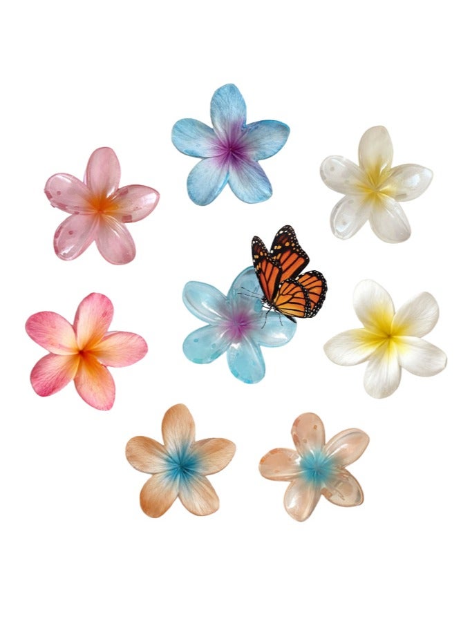 Floral Jelly Flower Hair Clip,4 Pcs Hawaiian Plumeria Claw Clips,Fine Glitter-No Slip Cute Wedding Bridesmaid Catch,Fashionable Hair Accessories, Petal Design, Hair Clips for Women and Girls, 4 Colours - Image 2